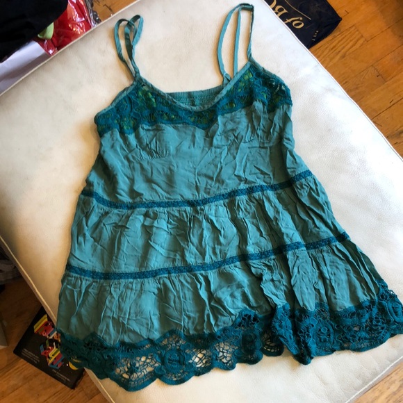 Free People Tops - Free People green/teal boho sleeveless top with adjustable straps